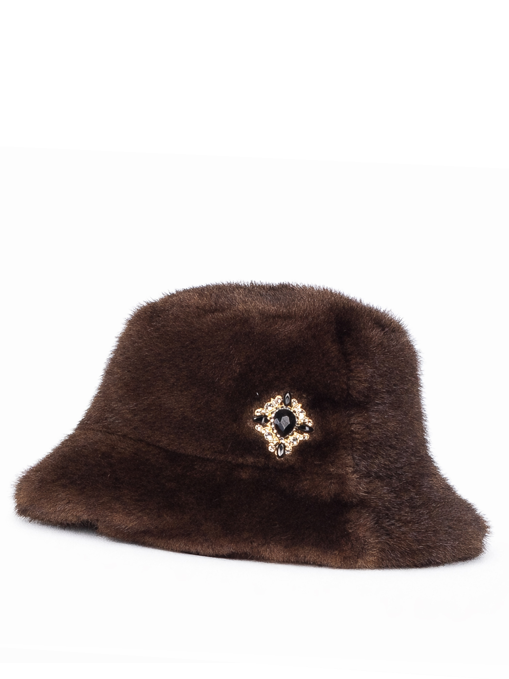 CLOCHE CON BOTTONE GIOIELLO FAUX FUR FAKE MINK,100%PL,MADE IN PRC 